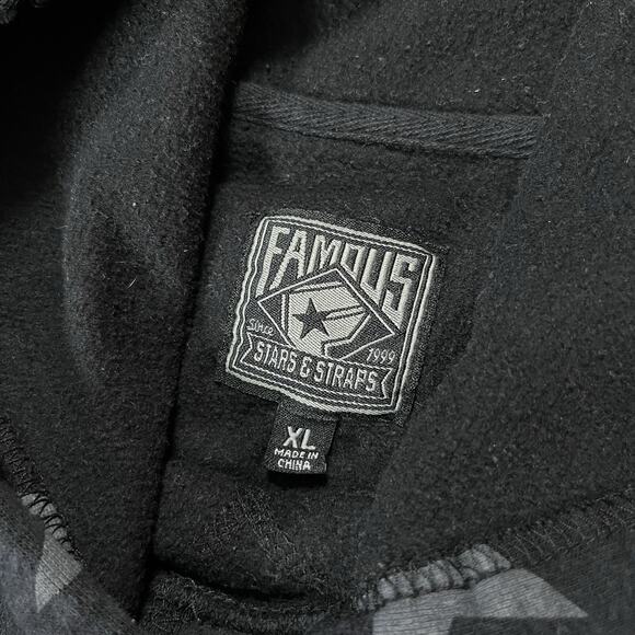 Famous Stars & Straps Hoodie Mens XL Vintage Y2K Sweatshirt Pullover AOP - Picture 3 of 16